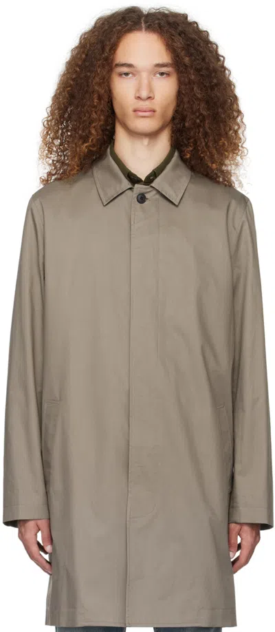 Sunspel Taupe Buttoned Coat In Dark Stone