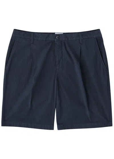 Sunspel Textured Cotton-blend Shorts In Navy