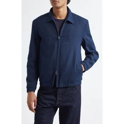 Sunspel Textured Cotton Raffia Blouson Jacket In Navy