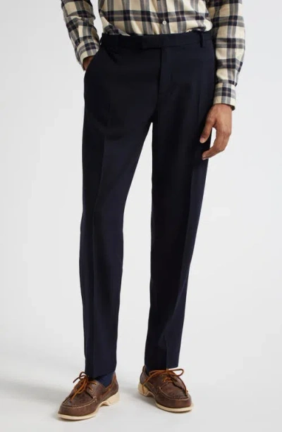 Sunspel Textured Stretch Wool Trousers In Blue