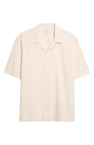 Sunspel Textured Stripe Camp Shirt In Neutral
