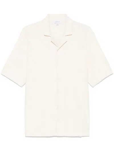 Sunspel Towelling Camp-collar Shirt In Neutrals