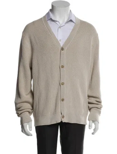 Pre-owned Sunspel V-neck Long Sleeve Cardigan In Neutral