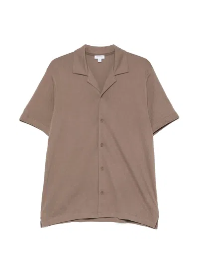 Sunspel V-neck Shirt In Brown