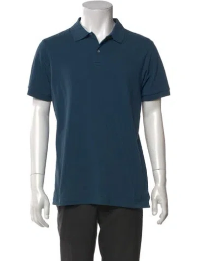 Pre-owned Sunspel V-neck Short Sleeve Polo Shirt In Blue