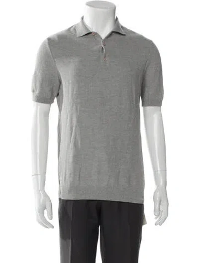 Pre-owned Sunspel V-neck Short Sleeve Polo Shirt In Gray