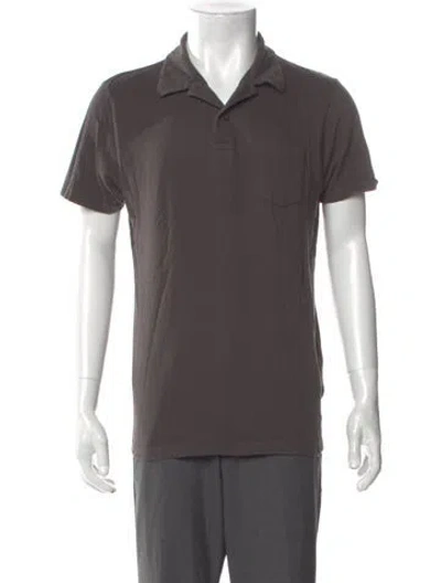 Pre-owned Sunspel V-neck Short Sleeve Polo Shirt In Gray