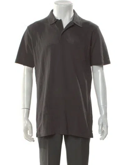 Pre-owned Sunspel V-neck Short Sleeve Polo Shirt In Gray