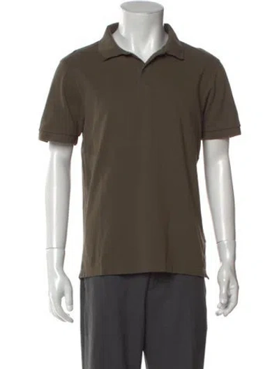 Pre-owned Sunspel V-neck Short Sleeve Polo Shirt In Green