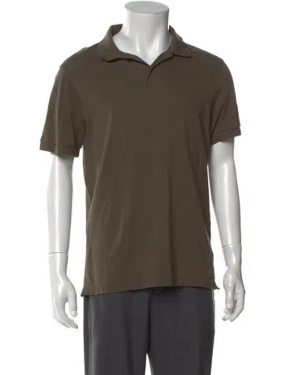 Pre-owned Sunspel V-neck Short Sleeve Polo Shirt In Green