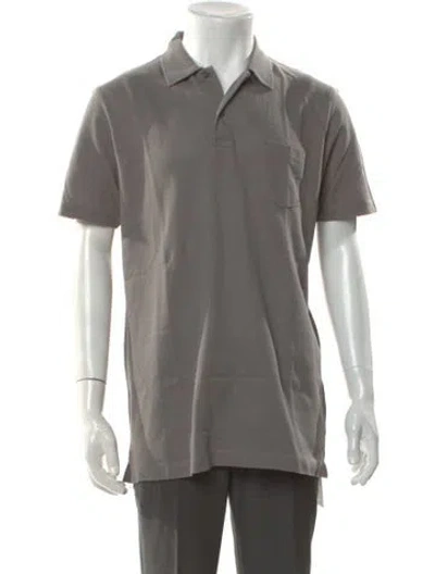 Pre-owned Sunspel V-neck Short Sleeve Polo Shirt W/ Tags In Gray