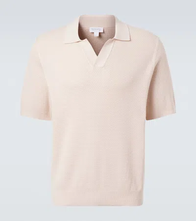 Sunspel Waffle-knit Cotton Polo Shirt In Yellow
