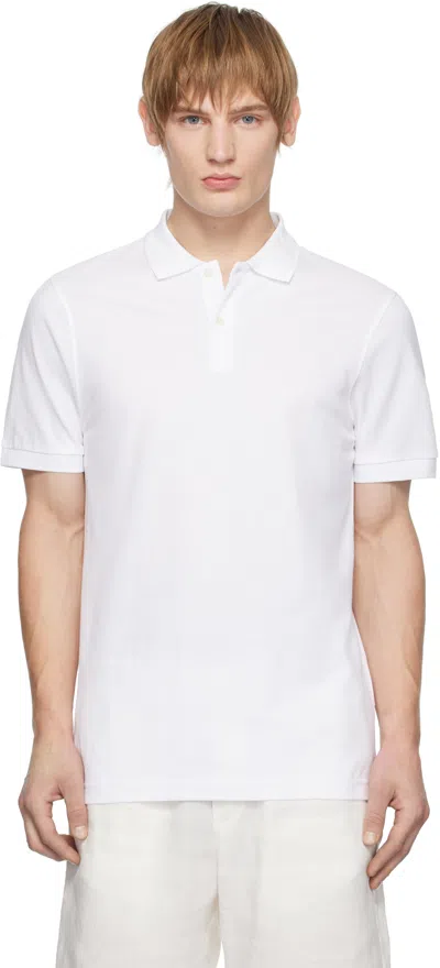 Sunspel White Piqué Polo