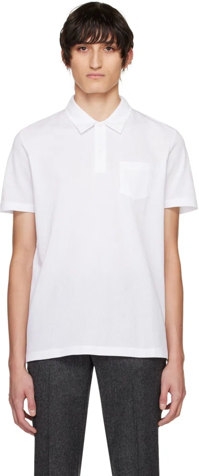 Sunspel White Riviera Polo In Whaa White