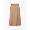 Sunspel Womens Light Camel A-line High-waist Wool Midi Skirt In Light Camel