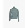 Sunspel Womens Smoke Green Rollneck Long-sleeve Wool Jumper In Smoke Green