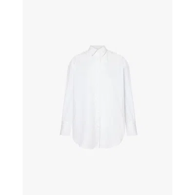 Sunspel Womens White Oversized Long-sleeve Cotton-poplin Shirt