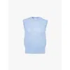 Sunspel Womens Cornflower Round-neck Brushed Wool And Silk-blend Knitted Vest In Cornflower