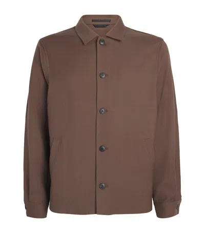 Sunspel Wool Overshirt In Brown