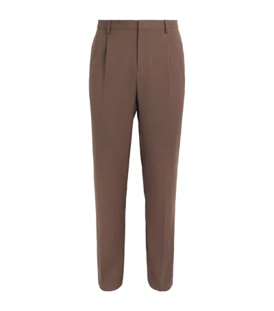 Sunspel Wool Pleated Trousers In Brown