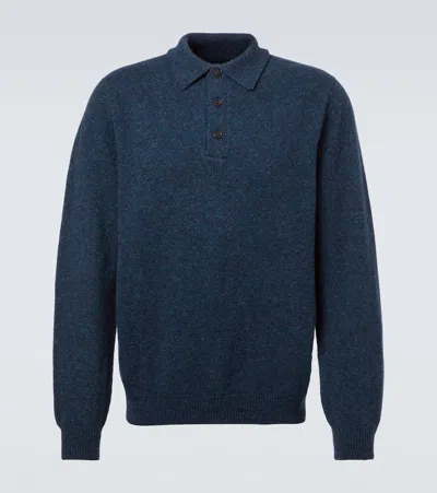 Sunspel Wool Polo Shirt In Blue