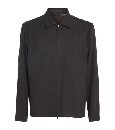 Sunspel Wool-blend Harrington Jacket In Brown