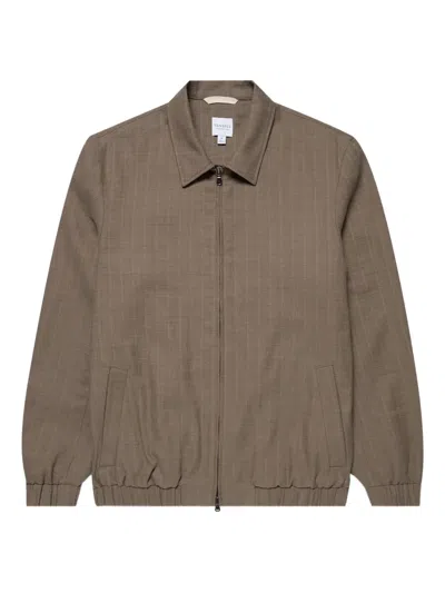 Sunspel Zip-front Textured Jacket In Brown