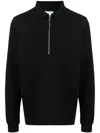 Sunspel Loopback Half-zip Sweatshirt In Black