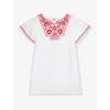 Sunuva Embroidered Folk Cotton Dress 2-12 Years In White/red