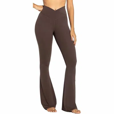 Sunzel High Waisted Tummy Control Wide Leg Flare Leggings In Brown
