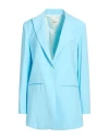 Suoli Woman Blazer Sky Blue Size 6 Viscose, Polyester In Blue