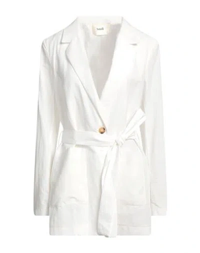 Suoli Woman Blazer White Size 2 Cotton, Hemp
