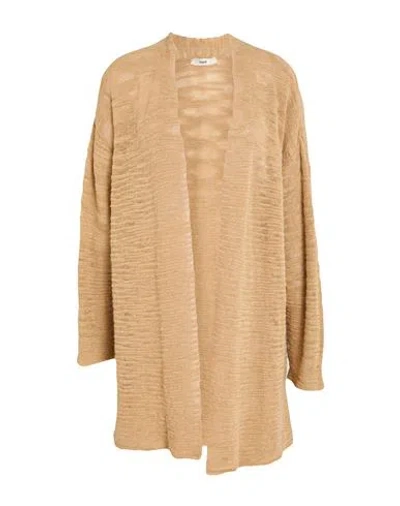 Suoli Woman Cardigan Sand Size 6 Linen, Polyester In Brown