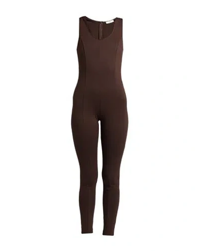 Suoli Woman Jumpsuit Dark Brown Size 6 Viscose, Polyamide, Elastane