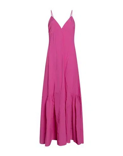Suoli Woman Maxi Dress Fuchsia Size 10 Acetate, Silk In Pink
