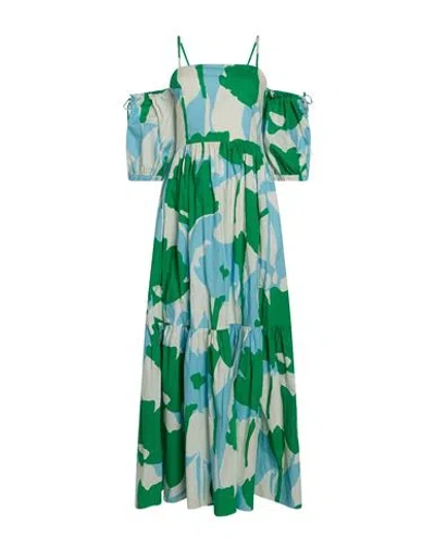 Suoli Woman Maxi Dress Green Size 6 Cotton In Multi