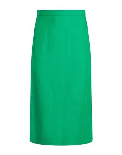 Suoli Woman Midi Skirt Green Size 10 Linen, Lyocell, Cotton