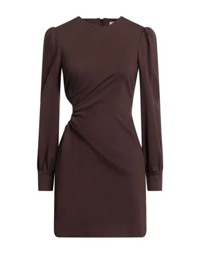 Suoli Woman Mini Dress Dark Brown Size 4 Viscose, Polyamide, Elastane In Burgundy