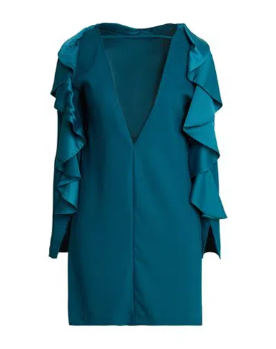 Suoli Woman Mini Dress Deep Teal Size 4 Polyester In Blue