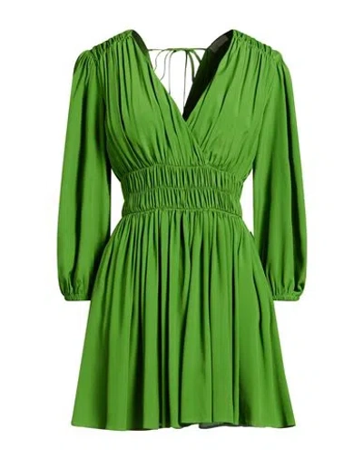 Suoli Woman Mini Dress Green Size 8 Acetate, Silk