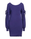 Suoli Woman Mini Dress Purple Size 4 Wool, Viscose, Polyamide, Cashmere