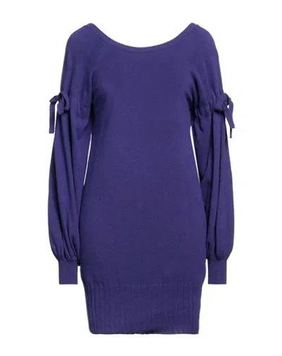 Suoli Woman Mini Dress Purple Size 4 Wool, Viscose, Polyamide, Cashmere