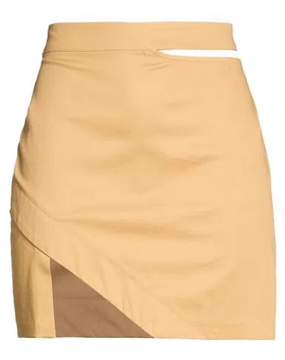 Suoli Woman Mini Skirt Camel Size 8 Cotton, Elastane In Neutral