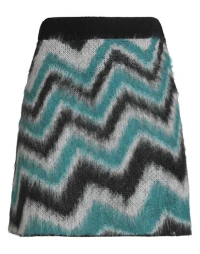Suoli Woman Mini Skirt Deep Teal Size 8 Acrylic, Polyamide, Mohair Wool In Multi