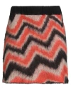 Suoli Woman Mini Skirt Orange Size 6 Acrylic, Polyamide, Mohair Wool In Multi