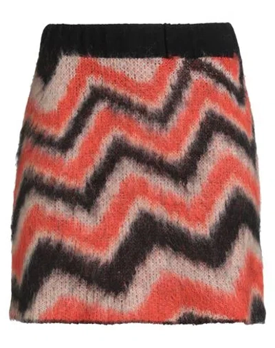 Suoli Woman Mini Skirt Orange Size 6 Acrylic, Polyamide, Mohair Wool In Multi