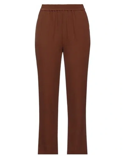 Suoli Woman Pants Brown Size 6 Polyester, Elastane