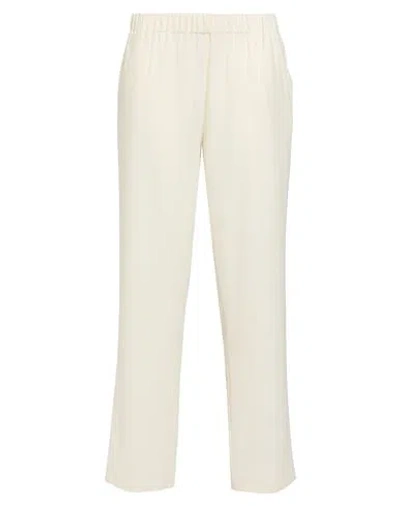 Suoli Woman Pants Ivory Size 10 Polyester, Elastane In White