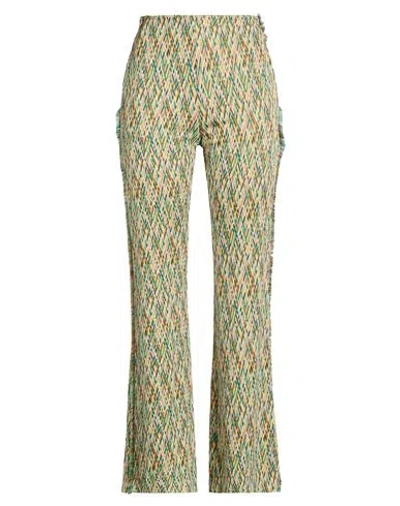 Suoli Woman Pants Pastel Yellow Size 8 Viscose, Polyester, Elastane In Green