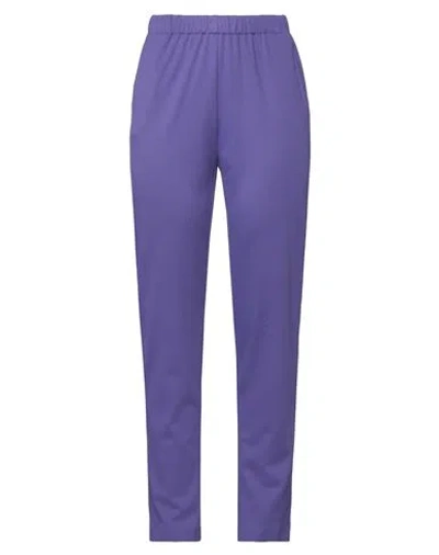 Suoli Woman Pants Purple Size 8 Viscose, Polyamide, Elastane